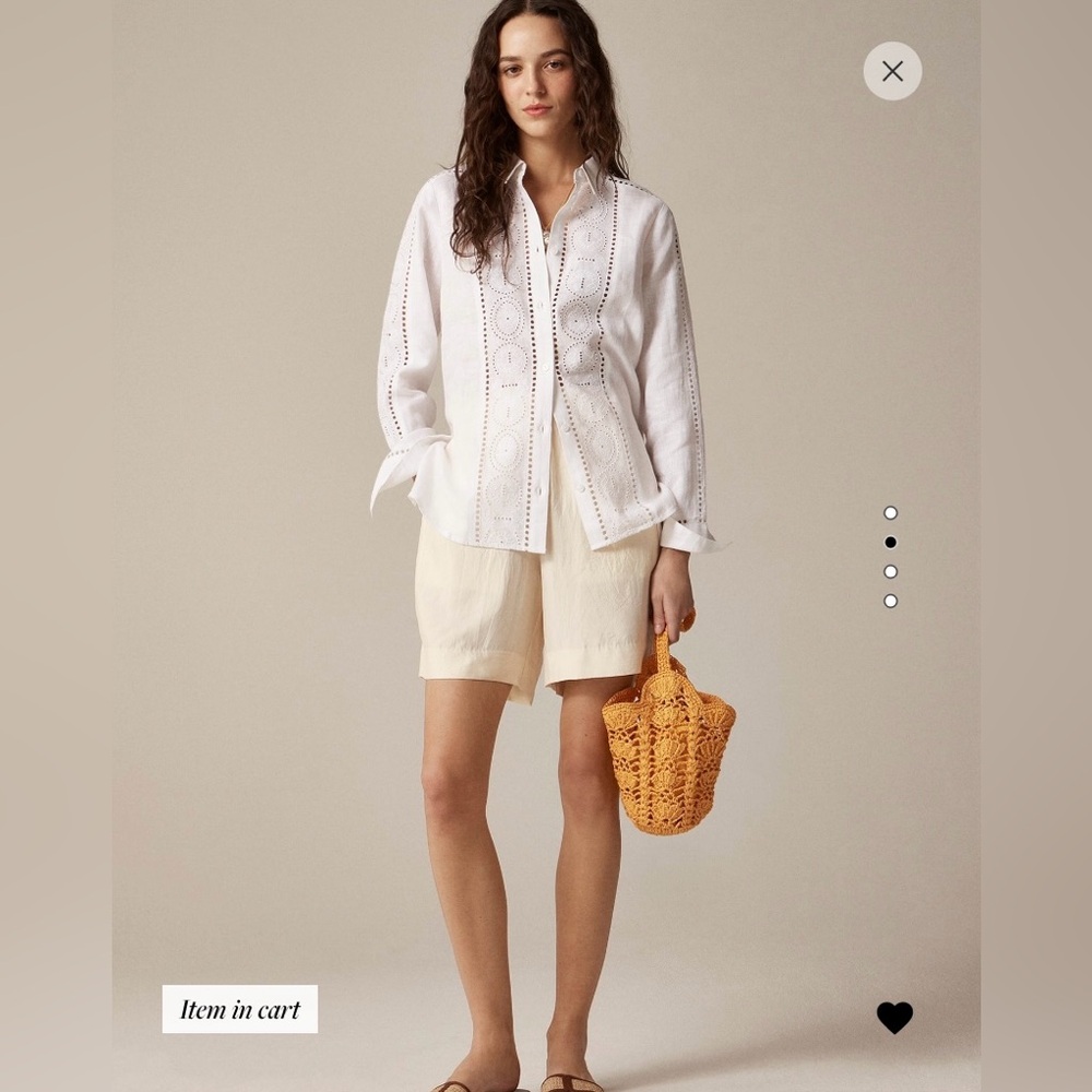 šJ. Crew Linen Shirt GarƧon classic shirt in eyelet linen Size 2 Cl592 2025 NWT - Picture 4 of 11
